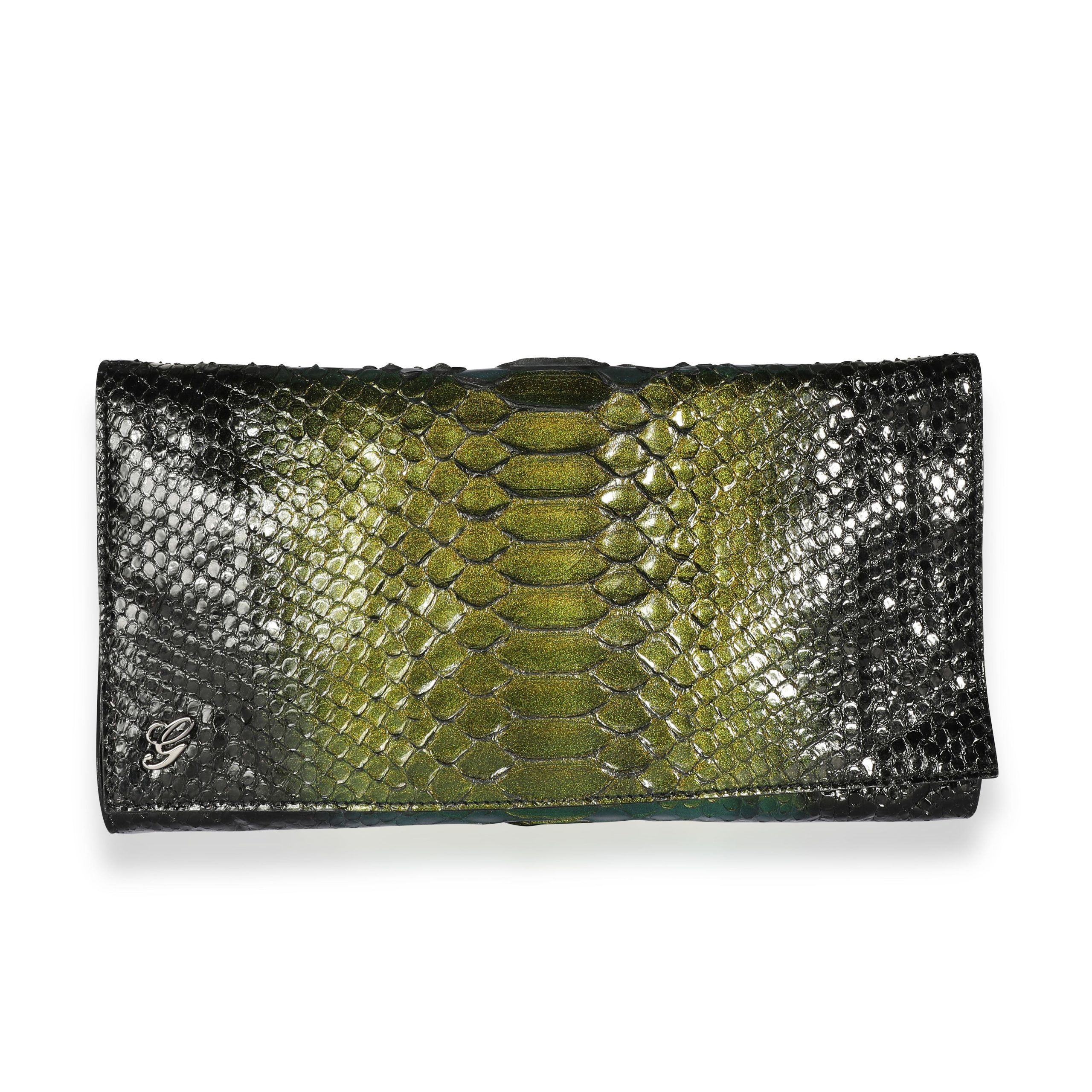 Gucci Green Python Journal Clutch